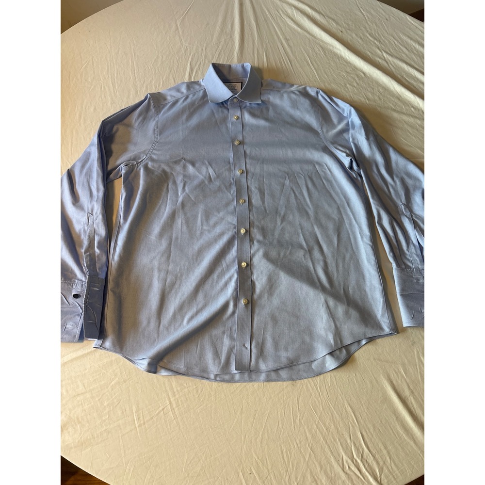 Charles Tyrwhitt Dress Shirt Mens 16.5 Light Blue Excellent French Cuff Spread